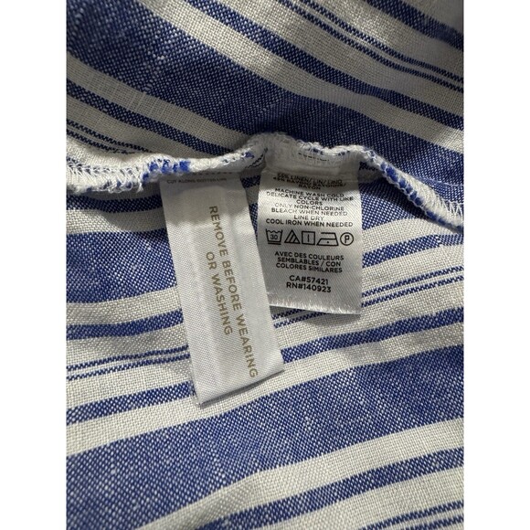 Loft Striped Ruffle Wrap Skirt Linen Blue White Striped Preppy Size 0 NWT - Picture 6 of 7